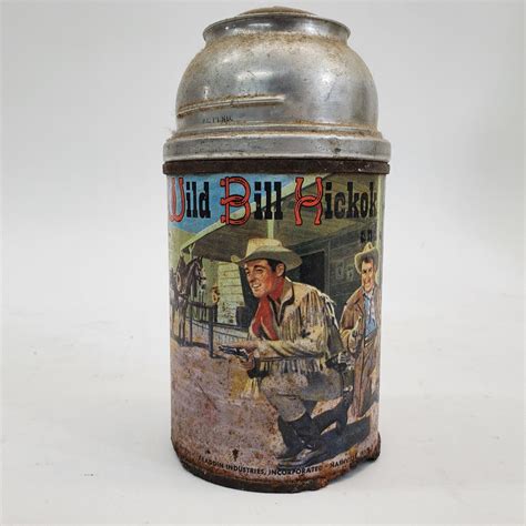 vintage 1950's aladdin metal lunch box cowboy western wild bill 